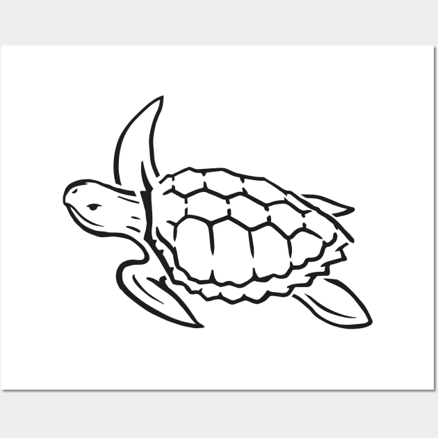 Sea Turtle Line Drawing Wall Art by shaldesign